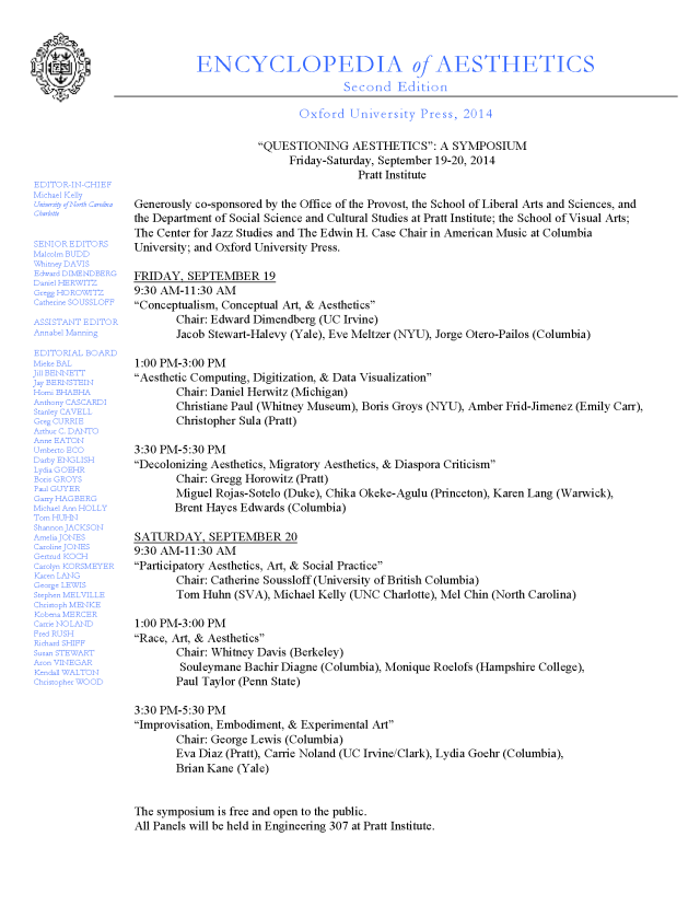 QuestioningAestheticsSymposium_PRATT-2014_Program